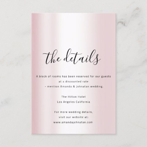 Information Enclosure Card Wedding Details Pink