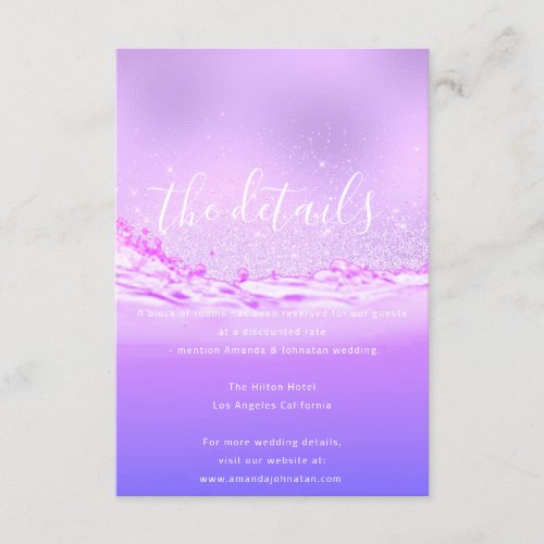 Information Enclosure Card Wedding Details Purple
