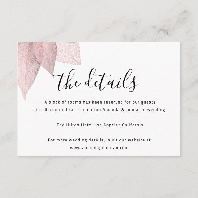 Information Enclosure Card Wedding Details White (Front)