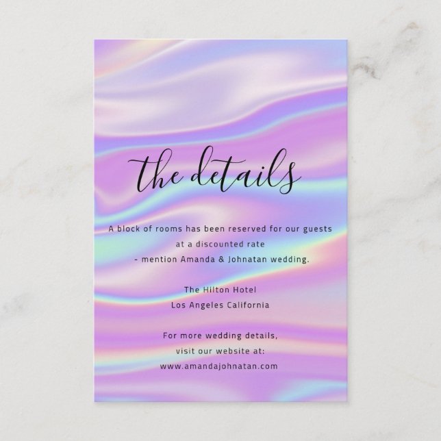 Information Enclosure Card Wedding Holographic (Front)