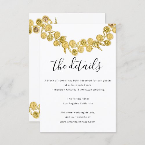 Information Gold White Enclosure Card Wedding