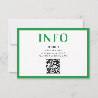 INFORMATION INSERT modern kelly green QR Code Invitation