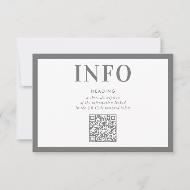INFORMATION INSERT modern neutral gray QR Code Invitation (Front)