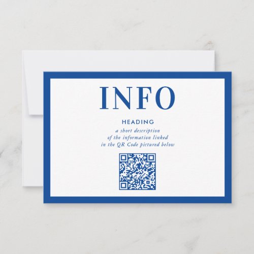 INFORMATION INSERT modern royal blue QR Code Invitation
