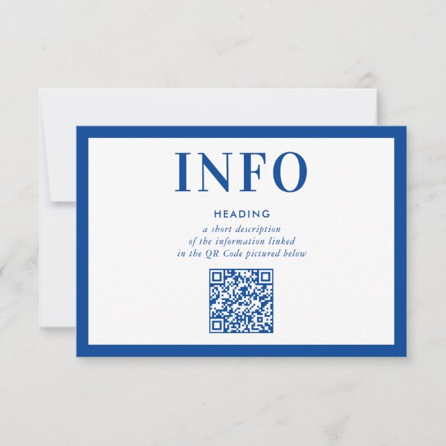 INFORMATION INSERT modern royal blue QR Code Invitation (Front)