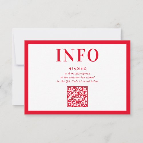 INFORMATION INSERT modern simple bold red QR Code Invitation