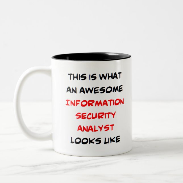 information security analyst, awesome Two-Tone coffee mug (Left)