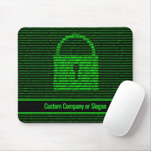 Information Security Binary Code in Green on Black Mouse Pad