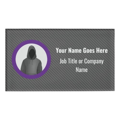 Information Security Graphic on Smart Striped Grey Name Tag