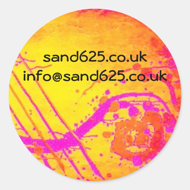information sticker- hot pink abstract design classic round sticker (Front)