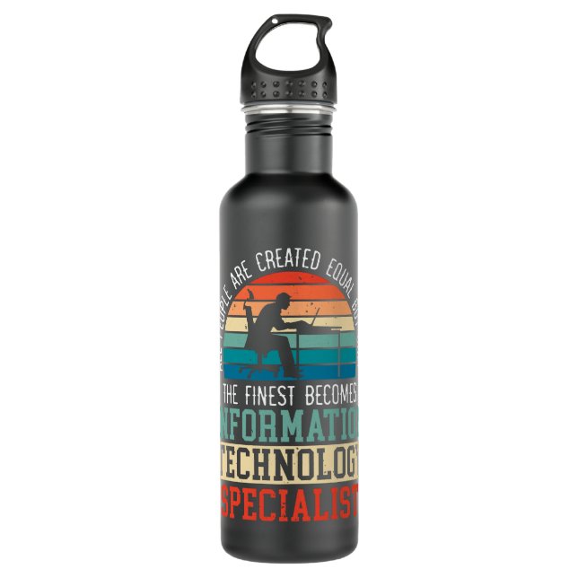 Information Technology Specialist Computer Job Pro Stainless Steel Water Bottle (Front)