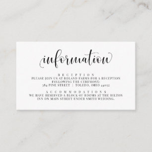 Information Wedding Invite Insert Enclosure Card