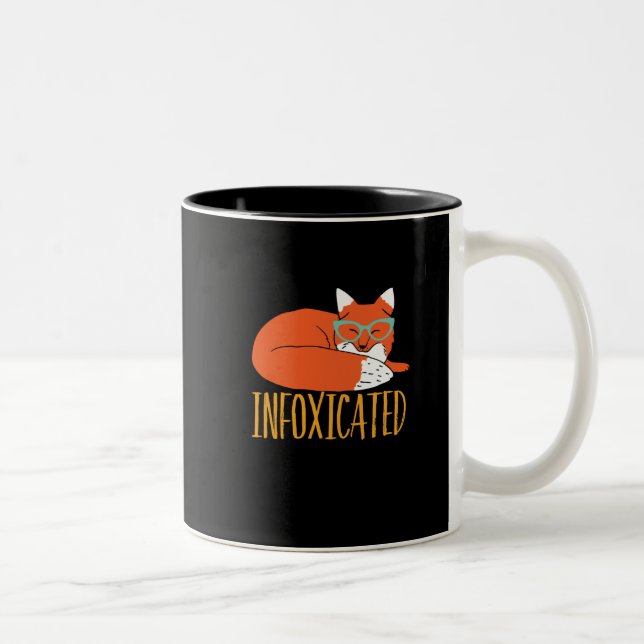 Infoxicated Funny Fox Pun Party Drunk and Wasted Two-Tone Coffee Mug (Right)