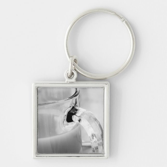 Infrared, Black & White,cup, glass, coffee, Keychain (Front)