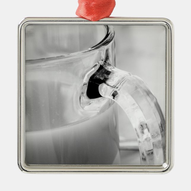 Infrared, Black & White,cup, glass, coffee, Metal Ornament (Front)