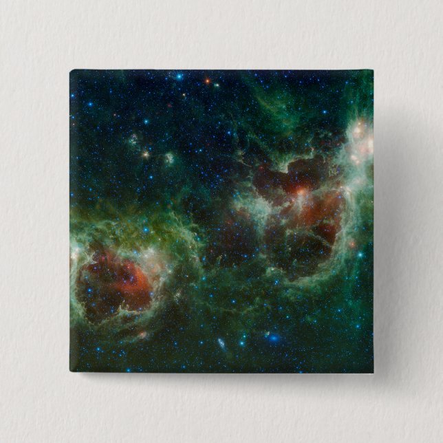 Infrared mosaic of the Heart and Soul nebulae Pinback Button (Front)