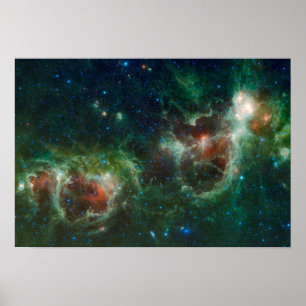 Infrared mosaic of the Heart and Soul nebulae Poster