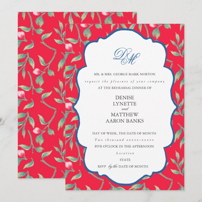 Infrared Tang Rehearsal Dinner Invitation (Front/Back)