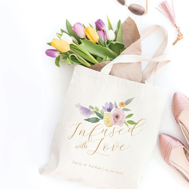 Infused With Love Citrus & Floral Wedding Monogram Tote Bag (Creator Uploaded)