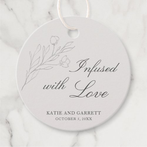 Infused With Love Elegant Gray Floral Wedding Favor Tags