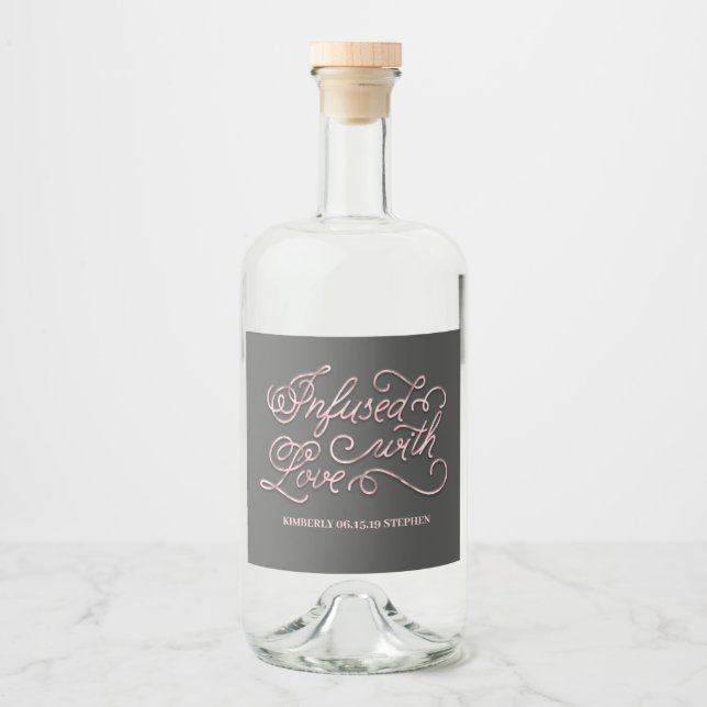 Infused With Love Homemade Wedding Liquor Bottle Label (Front)