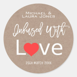 Infused With Love Kraft Paper With Heart Wedding Classic Round Sticker