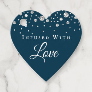 Infused With Love Navy Blue Confetti Heart Wedding Favor Tags