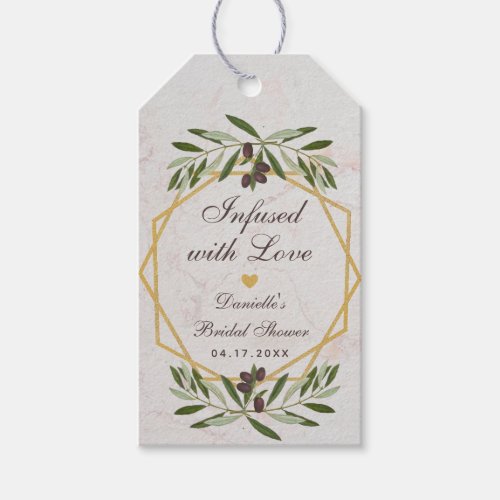 Infused with Love Olive Oil Bridal Shower Favor Gift Tags