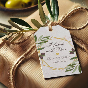 Infused with Love Olive Oil Greenery Wedding Favor Gift Tags