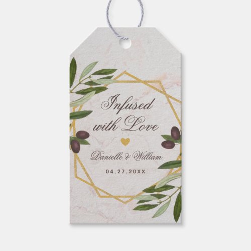 Infused with Love Olive Oil Greenery Wedding Favor Gift Tags