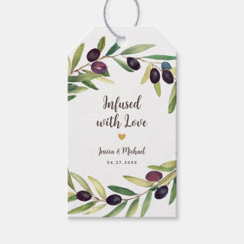 Infused with Love Olive Oil Wedding Favors Foliage Gift Tags