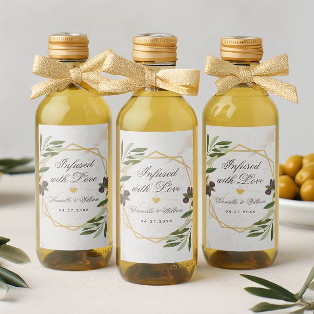 Infused with Love Olive Oil Wedding Favors Foliage Wine Label (Creator Uploaded)