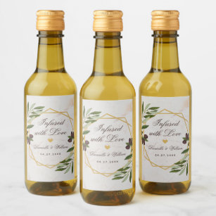 Infused with Love Olive Oil Wedding Favors Foliage Wine Label