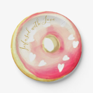 Infused with Love Pale Pink frosted donut Paper Plates