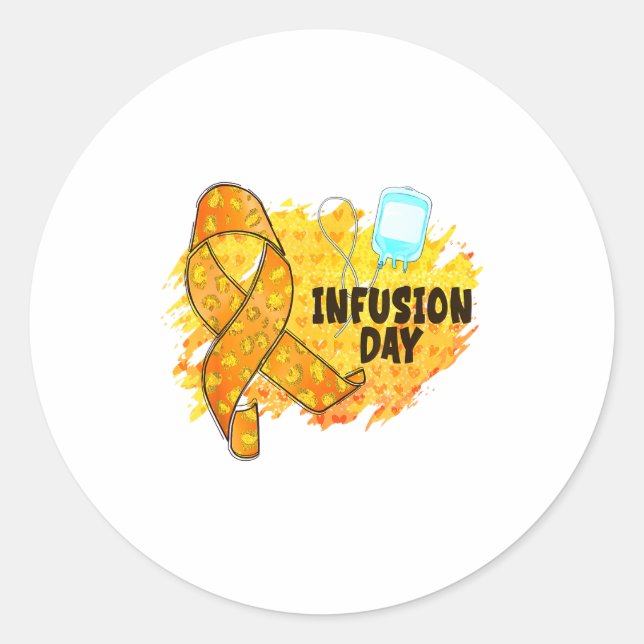 Infusion Day Multiple Sclerosis Awareness Orange R Classic Round Sticker (Front)