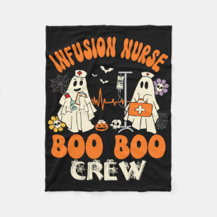 Infusion Nurse Boo Crew Halloween Nurse Ghost Cost Fleece Blanket