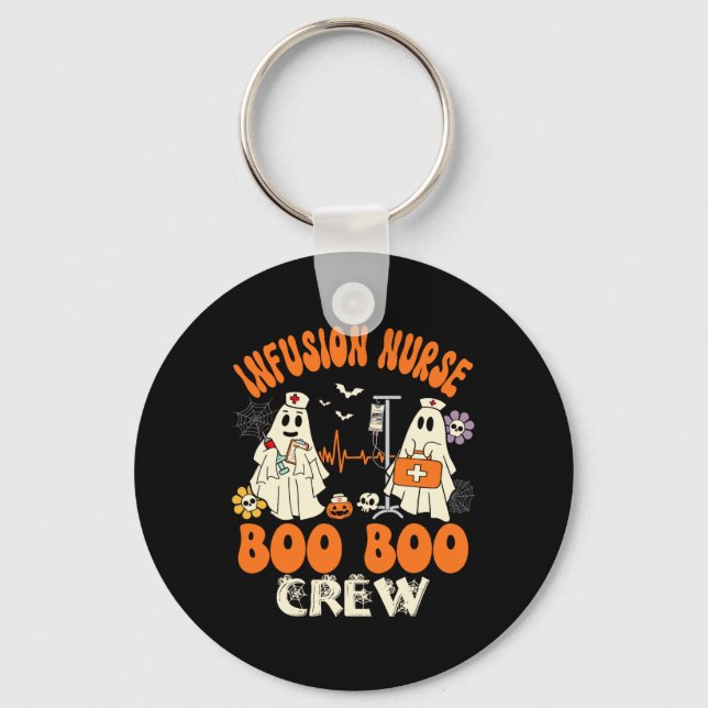 Infusion Nurse Boo Crew Halloween Nurse Ghost Cost Keychain (Front)