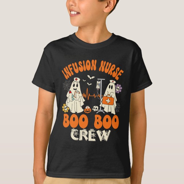 Infusion Nurse Boo Crew Halloween Nurse Ghost Cost T-Shirt (Front)