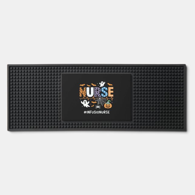 Infusion Nurse Nursing Stethoscope Halloween Essen Bar Mat (Front)
