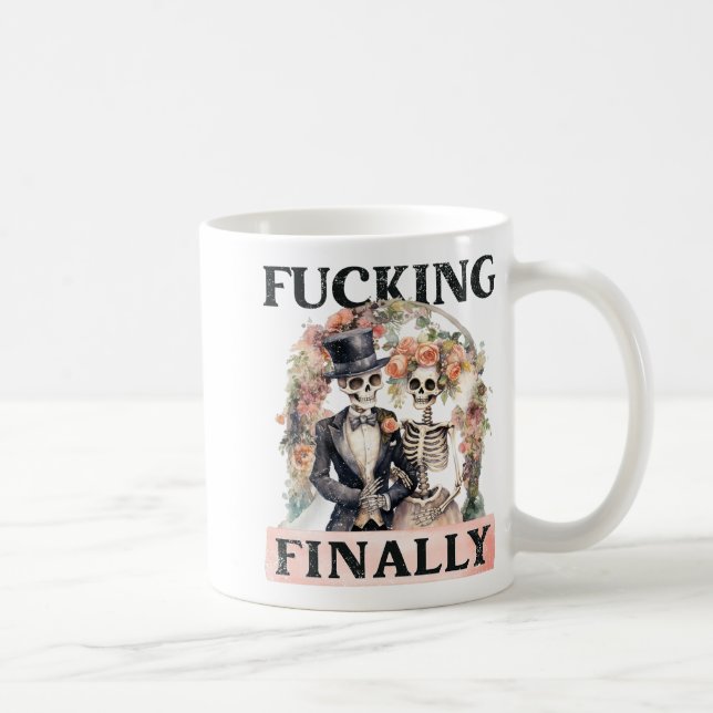Ing Finally Bridesmaid Skeleton Bride Groom Hallow Coffee Mug (Right)
