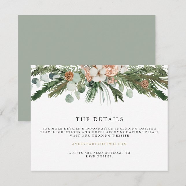 INGE Cozy Scandinavian Winter Wedding Details Card (Front/Back)