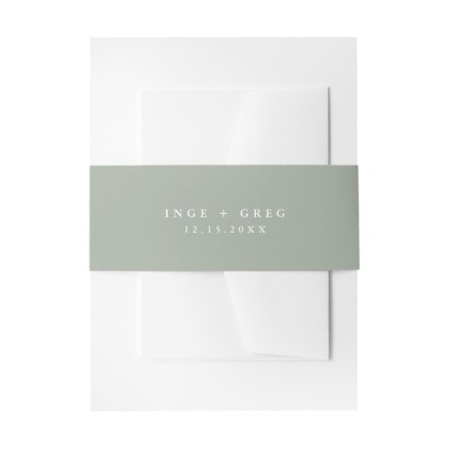 INGE Modern Minimalist Sage Green Wedding Invite Invitation Belly Band