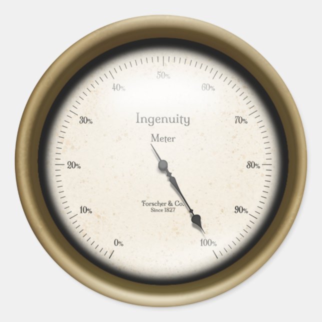 Ingenuity Meter Industrial Machine Age Steampunk Classic Round Sticker (Front)