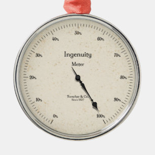Ingenuity Meter Inspirational Steampunk Gauge Metal Ornament
