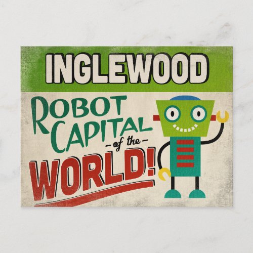Inglewood California Robot _ Funny Vintage Postcard