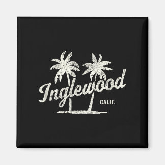Inglewood California Vintage 70s Palm Trees Graphi Magnet