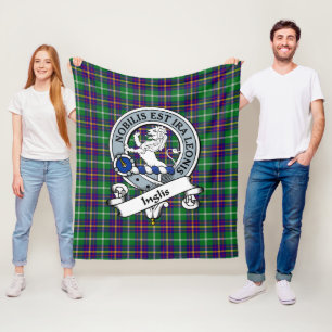 Inglis Clan Badge Tartan Plaid Fleece Blanket