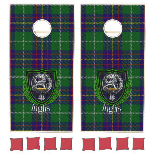 Inglis Scottish Clan Tartan Crest Cornhole Set