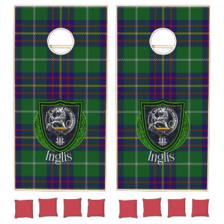 Inglis Scottish Clan Tartan Crest Cornhole Set
