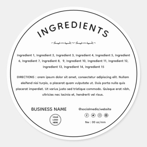 Ingredient Direction With Logo Product Label